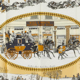 エルメス カレー90 The Bull & Mouth Regents Circus Piccadilly 郵便馬車 スカーフ ブルー マルチカラー シルク レディース HERMES 【中古】